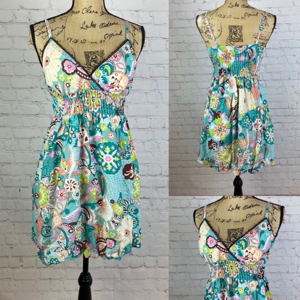 She’s Cool Paisley Posey Print Cami Poofy Hem Dress